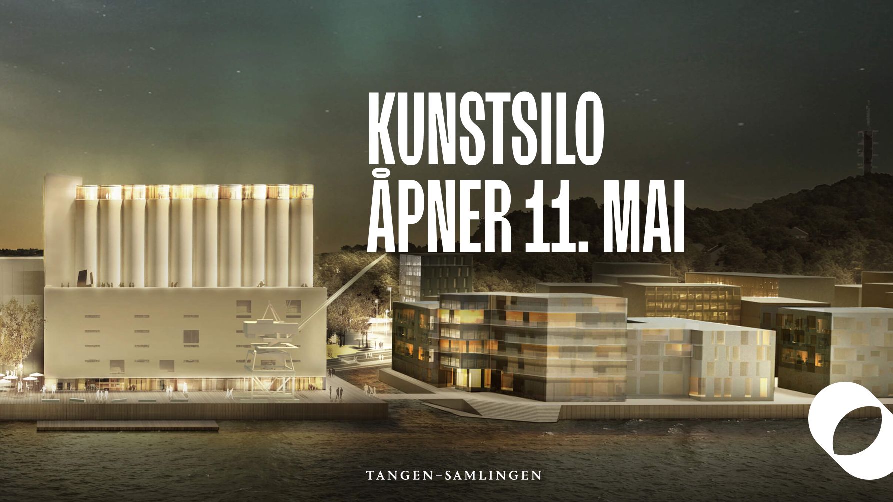 Illustrasjonsfoto av Kunstsilo med teksten "Kunstsilo åpner 11. mai"